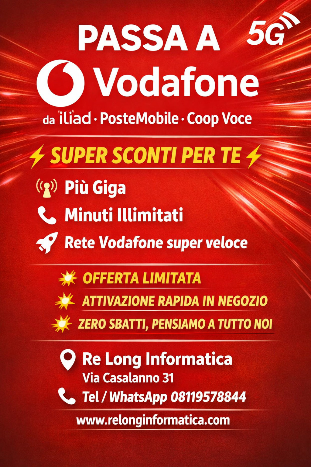 Passa a Vodafone da Iliad PosteMobile CoopVoce